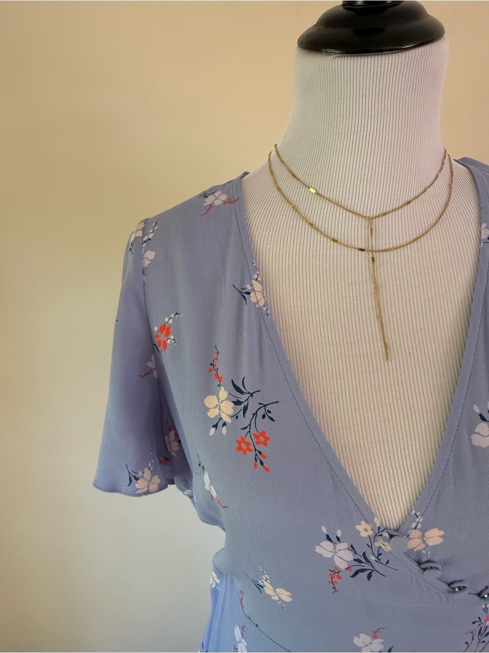 Madewell Floral Wrap Midi Dress in Periwinkle Blue